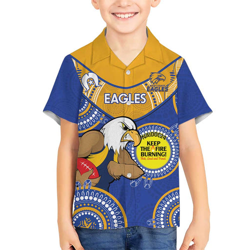 Custom AFL Eagles  NAIDOC Week Kid Hawaiian Shirt Keep The Fire Burning Indigenous Art