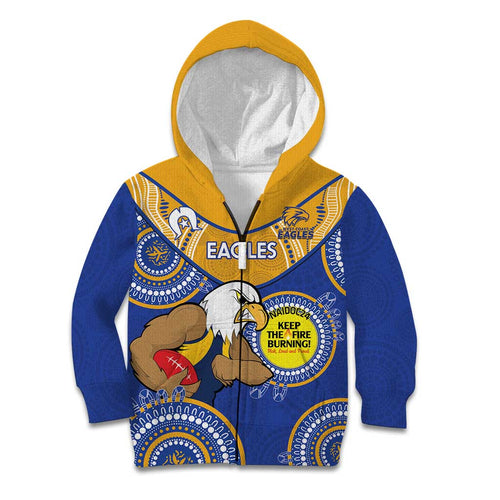 Custom AFL Eagles  NAIDOC Week Kid Hoodie Keep The Fire Burning Indigenous Art