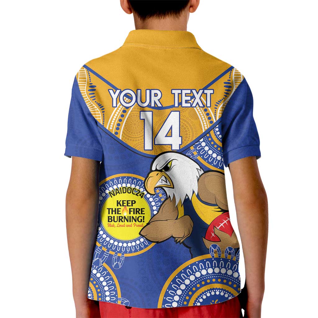 Custom AFL Eagles  NAIDOC Week Kid Polo Shirt Keep The Fire Burning Indigenous Art