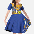 Custom AFL Eagles  NAIDOC Week Kid Short Sleeve Dress Keep The Fire Burning Indigenous Art