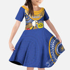 Custom AFL Eagles  NAIDOC Week Kid Short Sleeve Dress Keep The Fire Burning Indigenous Art