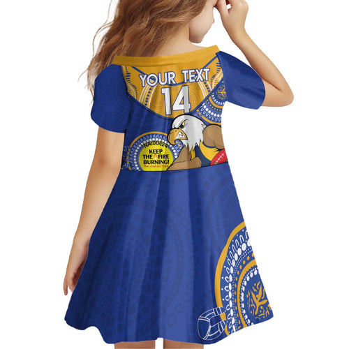 Custom AFL Eagles  NAIDOC Week Kid Short Sleeve Dress Keep The Fire Burning Indigenous Art