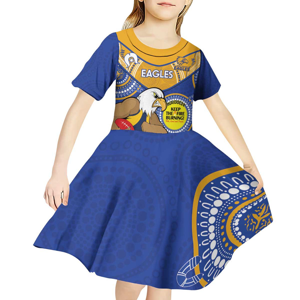 Custom AFL Eagles  NAIDOC Week Kid Short Sleeve Dress Keep The Fire Burning Indigenous Art