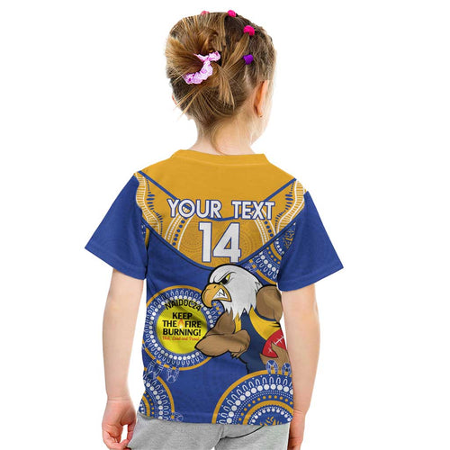 Custom AFL Eagles  NAIDOC Week Kid T Shirt Keep The Fire Burning Indigenous Art