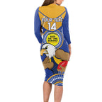 Custom AFL Eagles  NAIDOC Week Long Sleeve Bodycon Dress Keep The Fire Burning Indigenous Art
