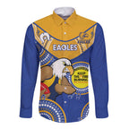 Custom AFL Eagles  NAIDOC Week Long Sleeve Button Shirt Keep The Fire Burning Indigenous Art