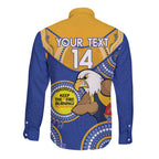 Custom AFL Eagles  NAIDOC Week Long Sleeve Button Shirt Keep The Fire Burning Indigenous Art