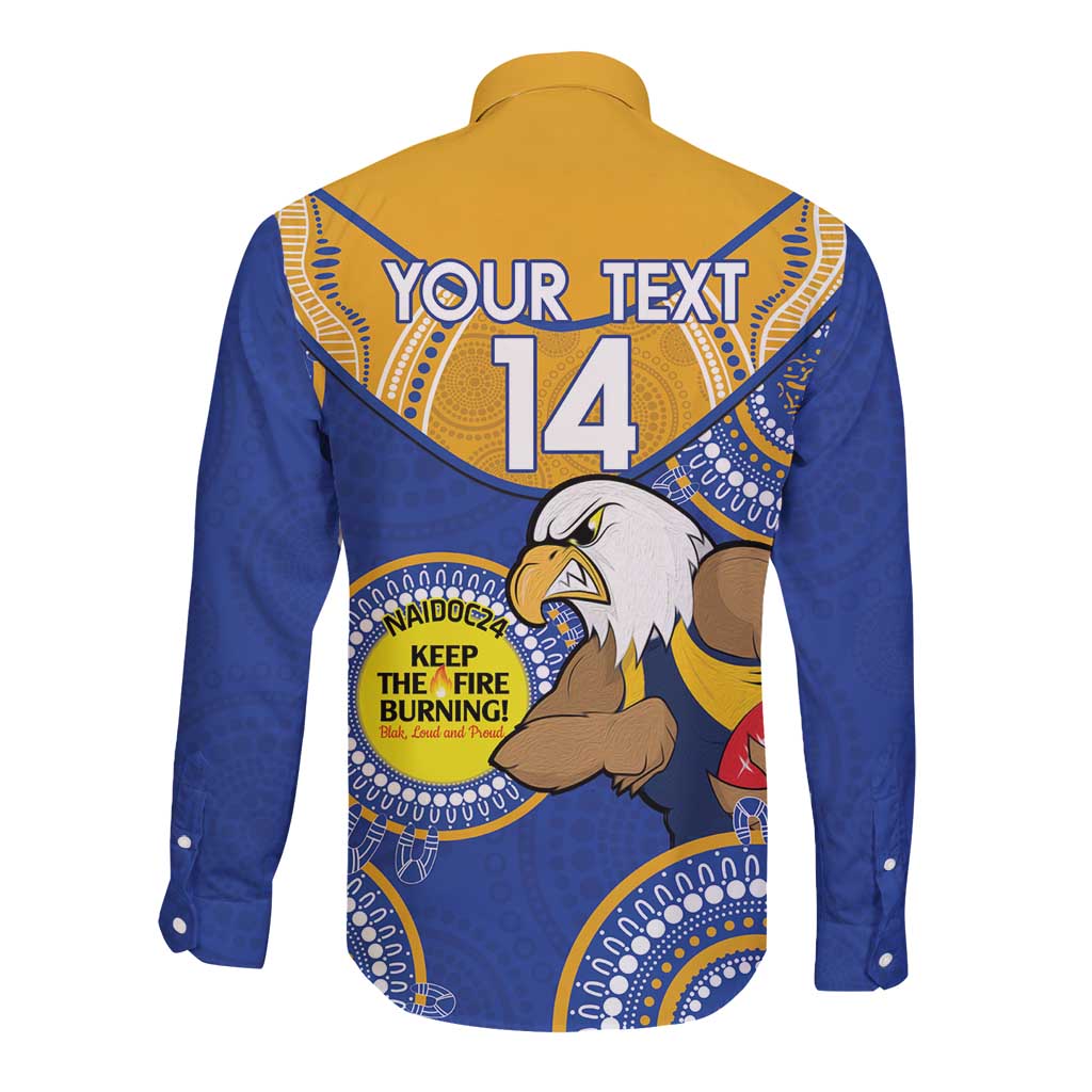 Custom AFL Eagles  NAIDOC Week Long Sleeve Button Shirt Keep The Fire Burning Indigenous Art