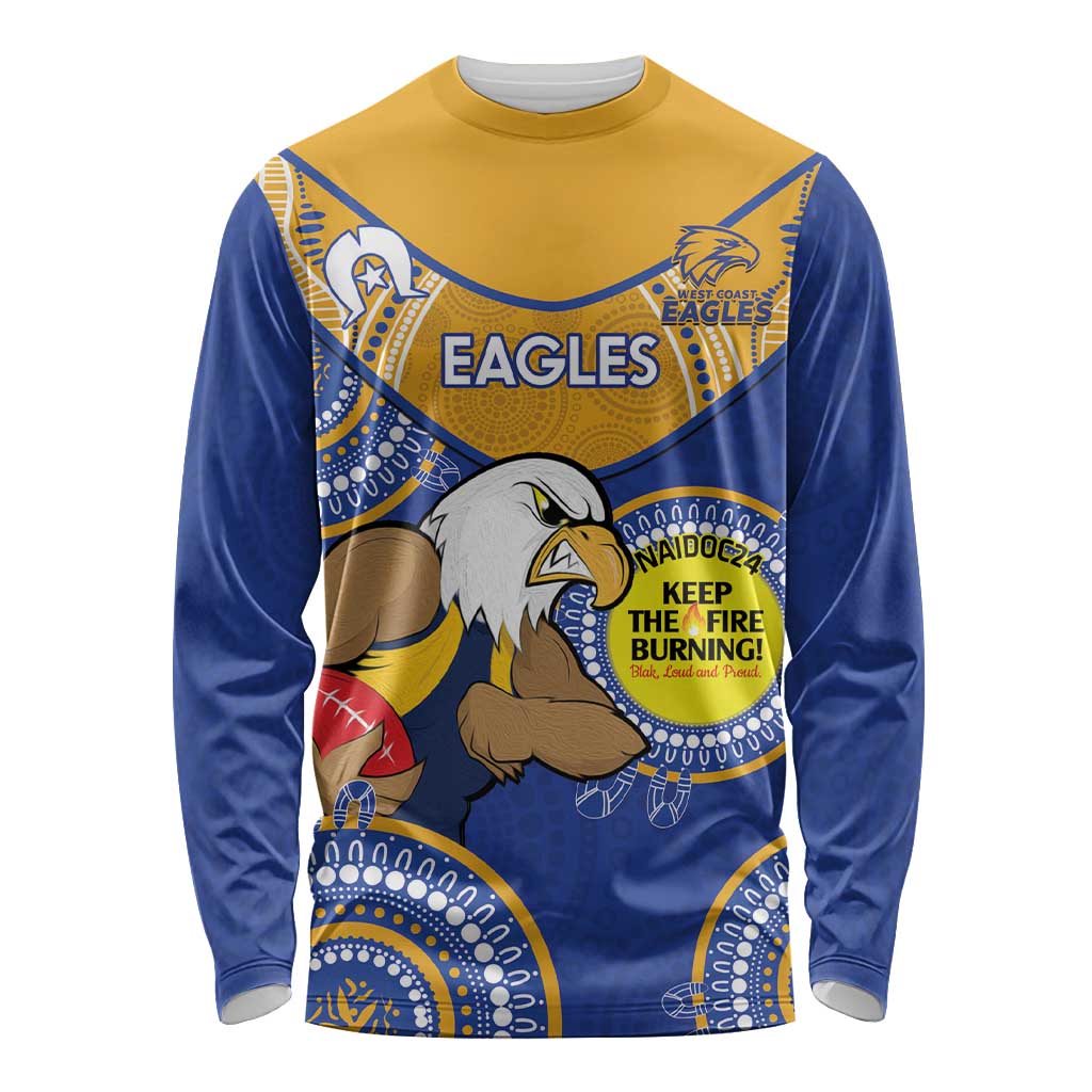 Custom AFL Eagles  NAIDOC Week Long Sleeve Shirt Keep The Fire Burning Indigenous Art