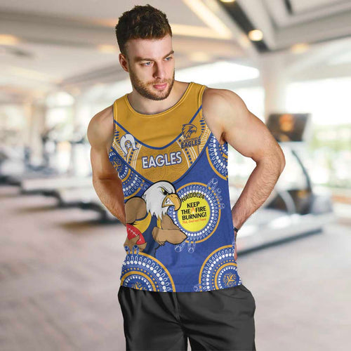 Custom AFL Eagles  NAIDOC Week Men Tank Top Keep The Fire Burning Indigenous Art