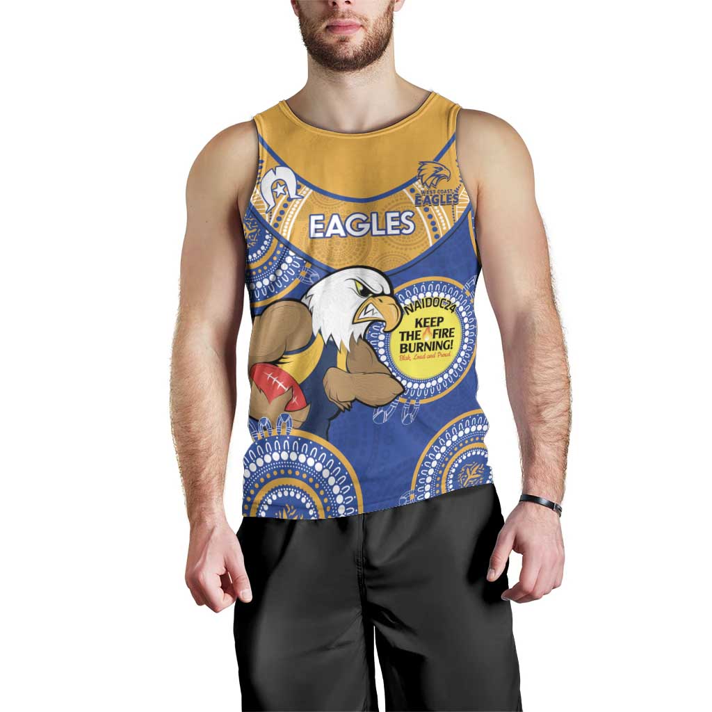 Custom AFL Eagles  NAIDOC Week Men Tank Top Keep The Fire Burning Indigenous Art