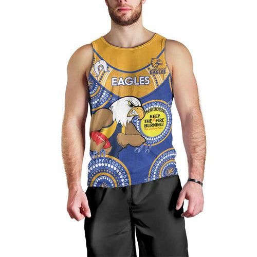 Custom AFL Eagles  NAIDOC Week Men Tank Top Keep The Fire Burning Indigenous Art