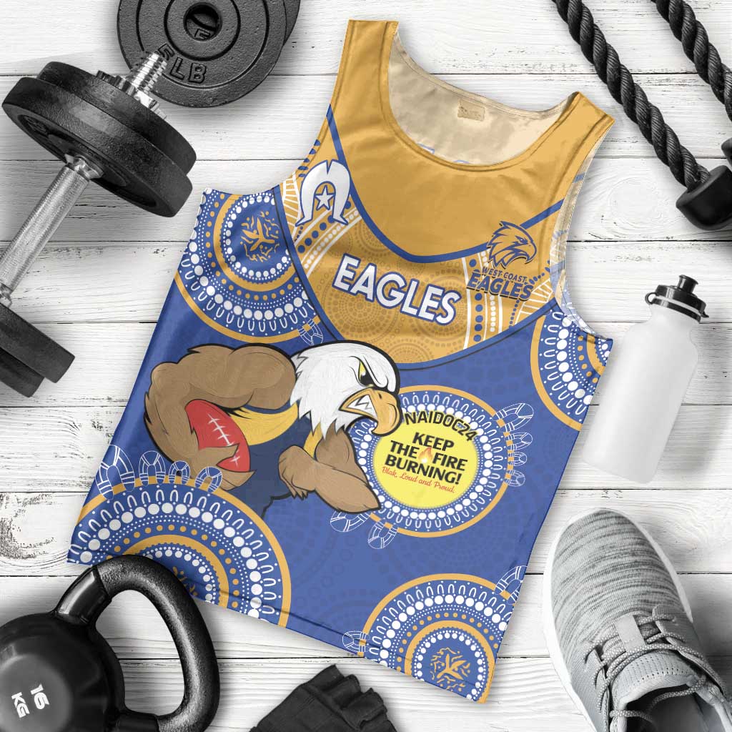 Custom AFL Eagles  NAIDOC Week Men Tank Top Keep The Fire Burning Indigenous Art