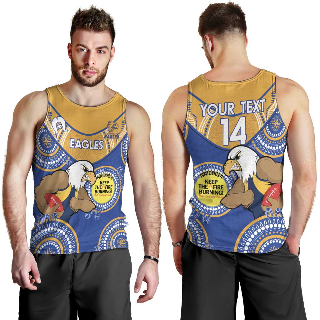 Custom AFL Eagles  NAIDOC Week Men Tank Top Keep The Fire Burning Indigenous Art