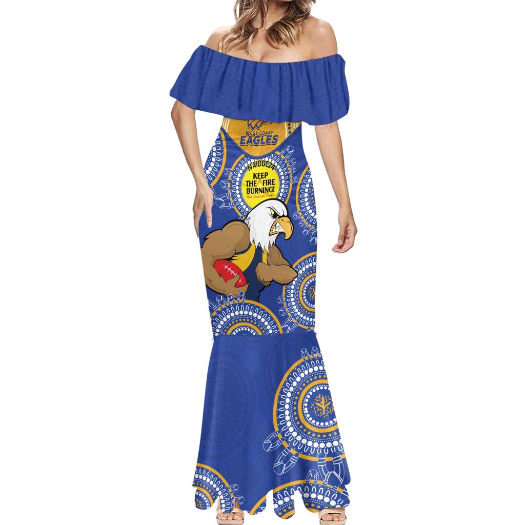 Custom AFL Eagles  NAIDOC Week Mermaid Dress Keep The Fire Burning Indigenous Art
