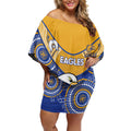 Custom AFL Eagles  NAIDOC Week Off Shoulder Short Dress Keep The Fire Burning Indigenous Art