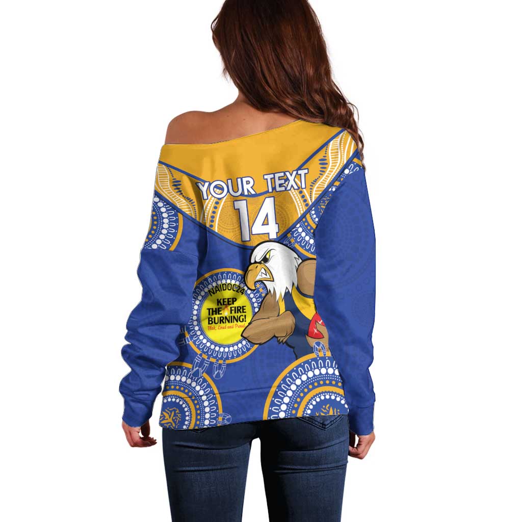Custom AFL Eagles  NAIDOC Week Off Shoulder Sweater Keep The Fire Burning Indigenous Art