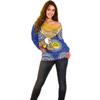 Custom AFL Eagles  NAIDOC Week Off Shoulder Sweater Keep The Fire Burning Indigenous Art