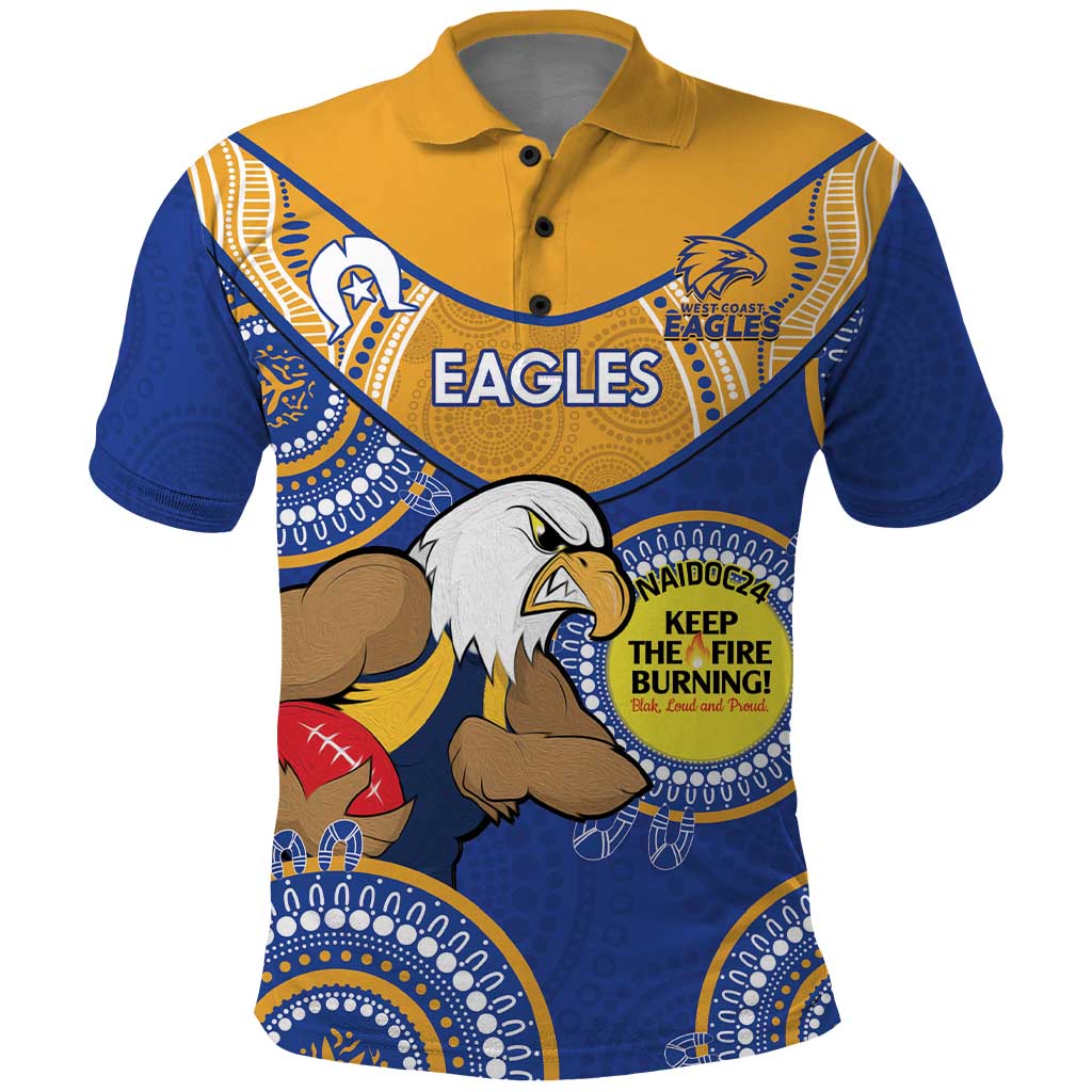 Custom AFL Eagles  NAIDOC Week Polo Shirt Keep The Fire Burning Indigenous Art