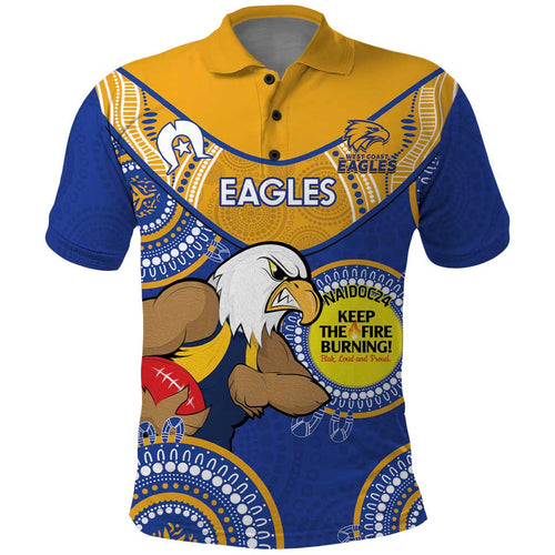 Custom AFL Eagles  NAIDOC Week Polo Shirt Keep The Fire Burning Indigenous Art