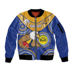 Custom AFL Eagles  NAIDOC Week Sleeve Zip Bomber Jacket Keep The Fire Burning Indigenous Art