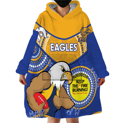 Custom AFL Eagles  NAIDOC Week Wearable Blanket Hoodie Keep The Fire Burning Indigenous Art