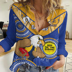 Custom AFL Eagles  NAIDOC Week Women Casual Shirt Keep The Fire Burning Indigenous Art