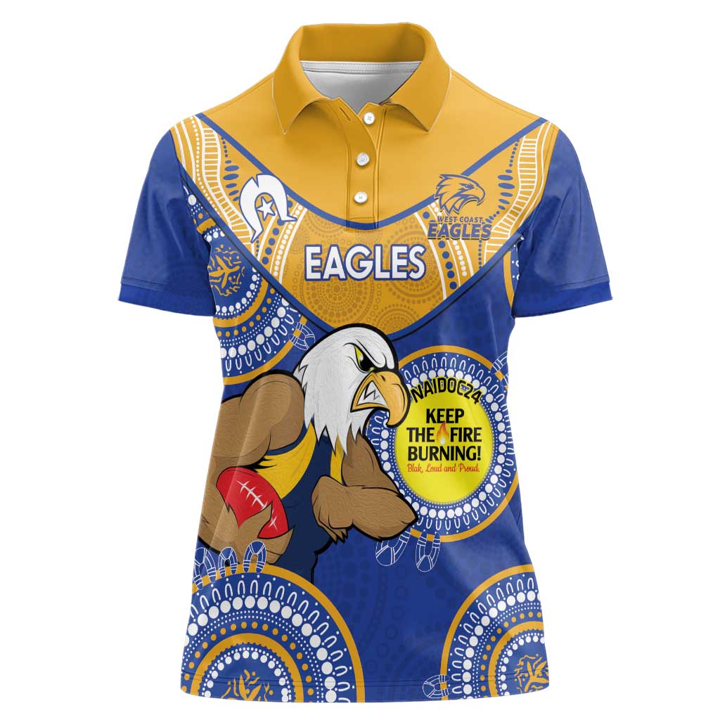Custom AFL Eagles  NAIDOC Week Women Polo Shirt Keep The Fire Burning Indigenous Art