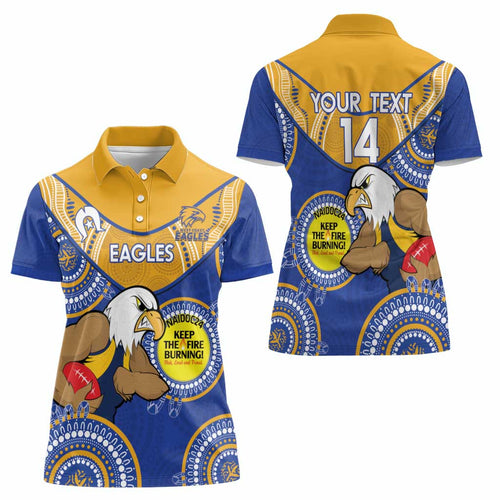 Custom AFL Eagles  NAIDOC Week Women Polo Shirt Keep The Fire Burning Indigenous Art
