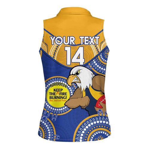 Custom AFL Eagles  NAIDOC Week Women Sleeveless Polo Shirt Keep The Fire Burning Indigenous Art