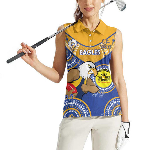 Custom AFL Eagles  NAIDOC Week Women Sleeveless Polo Shirt Keep The Fire Burning Indigenous Art