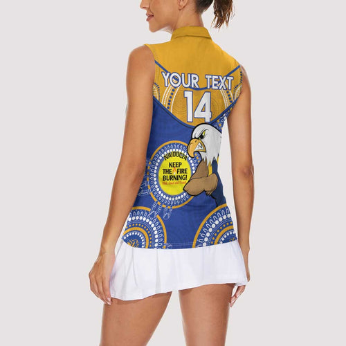 Custom AFL Eagles  NAIDOC Week Women Sleeveless Polo Shirt Keep The Fire Burning Indigenous Art