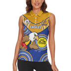 Custom AFL Eagles  NAIDOC Week Women Sleeveless Polo Shirt Keep The Fire Burning Indigenous Art