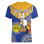 Custom AFL Eagles  NAIDOC Week Women V-Neck T-Shirt Keep The Fire Burning Indigenous Art