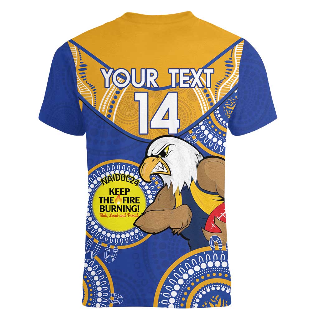 Custom AFL Eagles  NAIDOC Week Women V-Neck T-Shirt Keep The Fire Burning Indigenous Art
