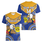 Custom AFL Eagles  NAIDOC Week Women V-Neck T-Shirt Keep The Fire Burning Indigenous Art