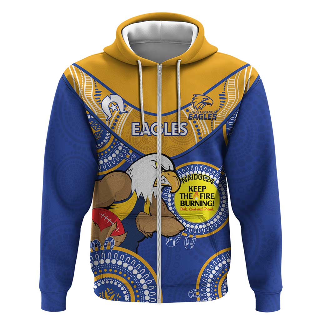 Custom AFL Eagles  NAIDOC Week Zip Hoodie Keep The Fire Burning Indigenous Art