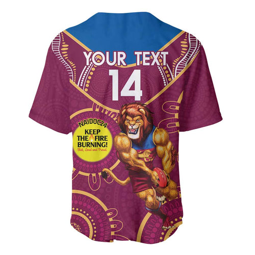 Custom AFL Brisbane Lions NAIDOC Week Baseball Jersey Keep The Fire Burning Indigenous Art