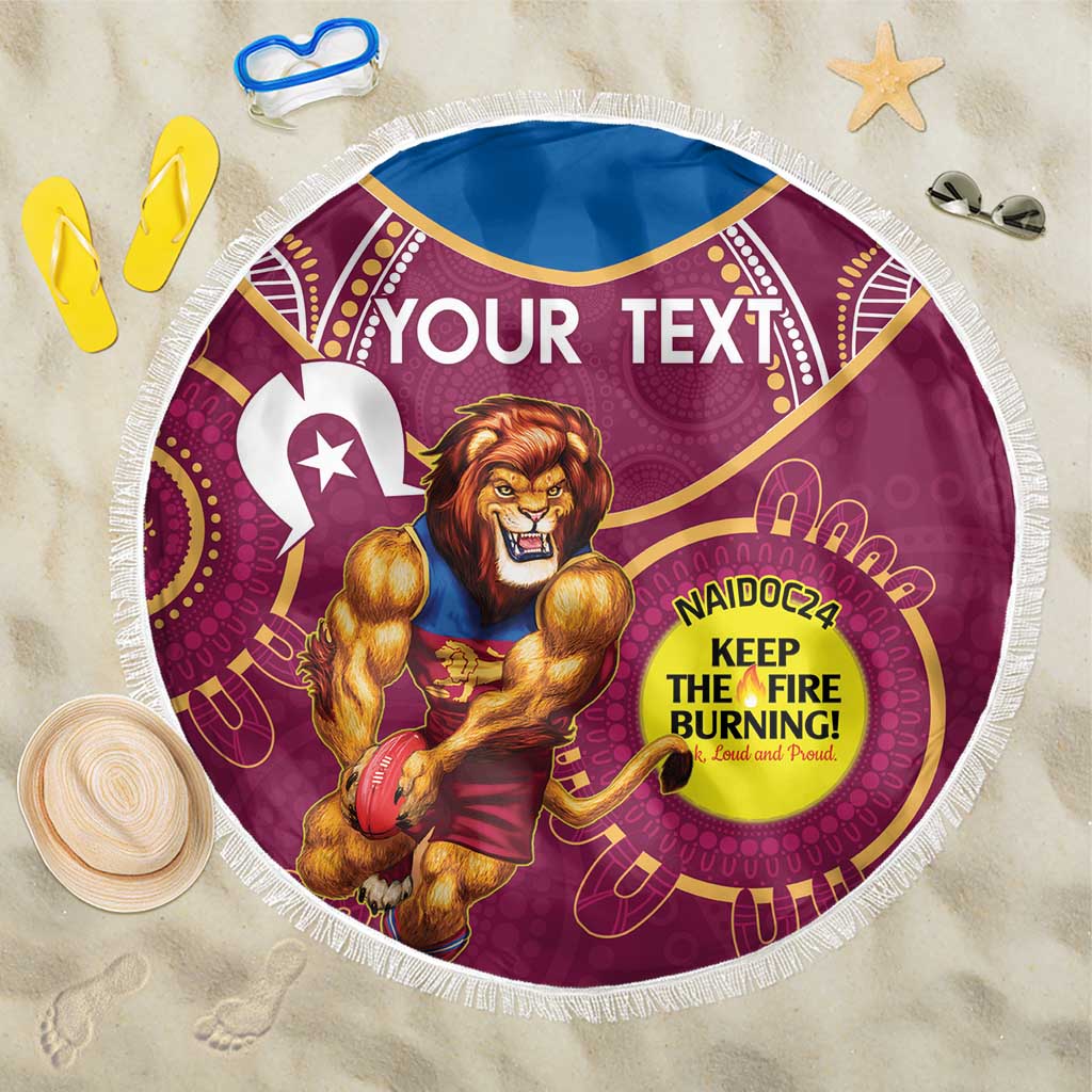 Custom AFL Brisbane Lions NAIDOC Week Beach Blanket Keep The Fire Burning Indigenous Art