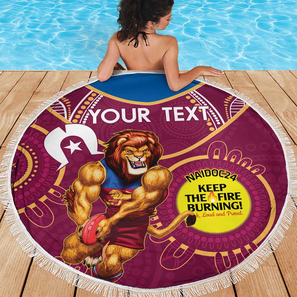 Custom AFL Brisbane Lions NAIDOC Week Beach Blanket Keep The Fire Burning Indigenous Art