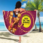 Custom AFL Brisbane Lions NAIDOC Week Beach Blanket Keep The Fire Burning Indigenous Art