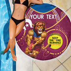 Custom AFL Brisbane Lions NAIDOC Week Beach Blanket Keep The Fire Burning Indigenous Art