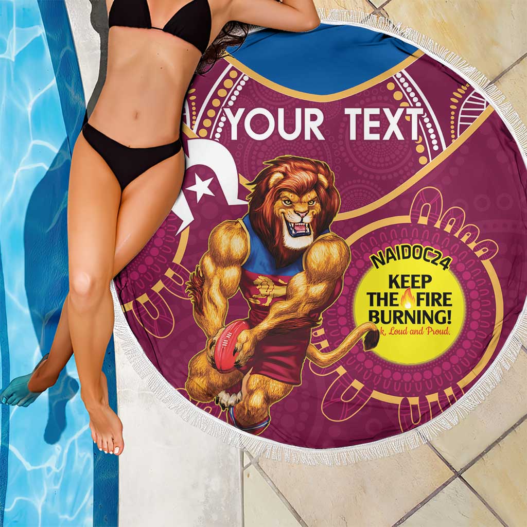 Custom AFL Brisbane Lions NAIDOC Week Beach Blanket Keep The Fire Burning Indigenous Art