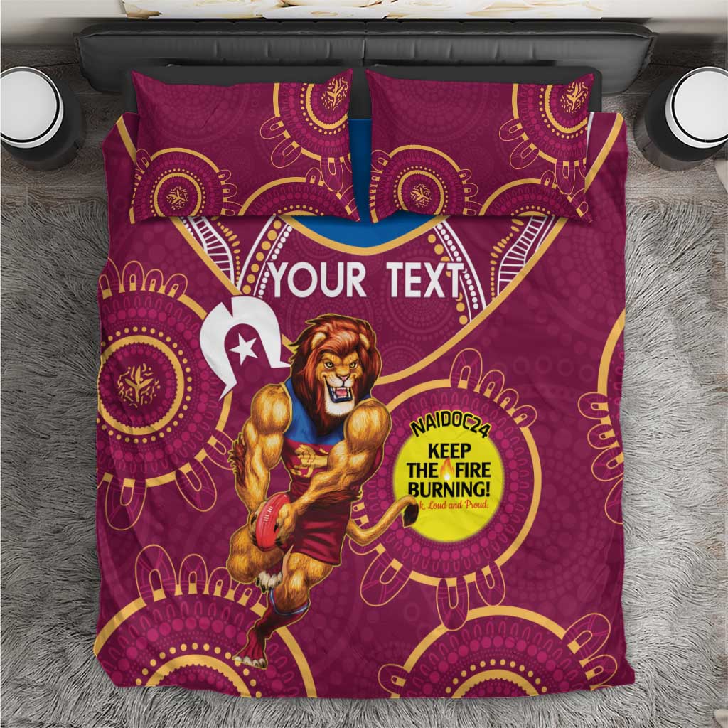 Custom AFL Brisbane Lions NAIDOC Week Bedding Set Keep The Fire Burning Indigenous Art