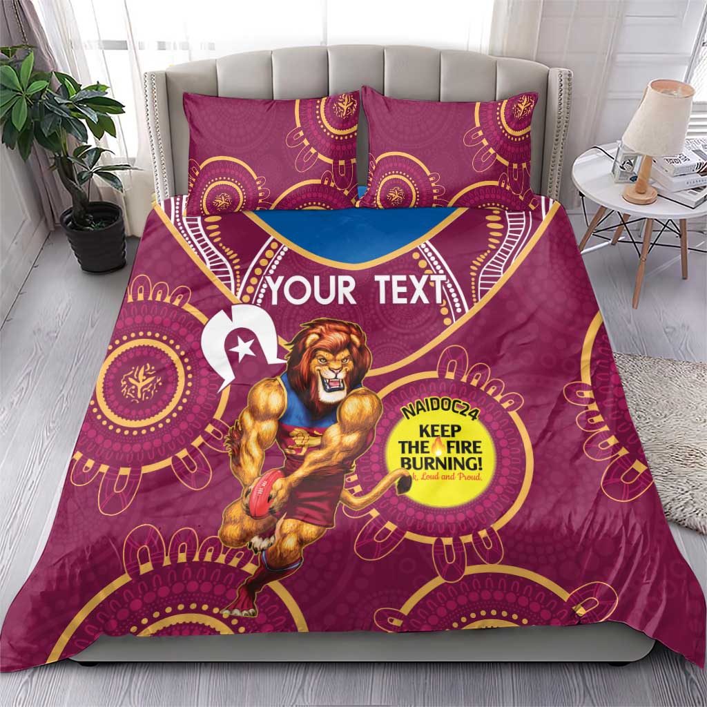 Custom AFL Brisbane Lions NAIDOC Week Bedding Set Keep The Fire Burning Indigenous Art