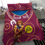 Custom AFL Brisbane Lions NAIDOC Week Bedding Set Keep The Fire Burning Indigenous Art