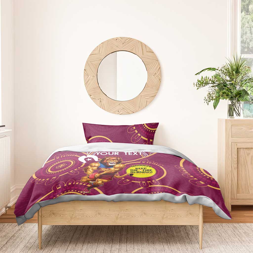 Custom AFL Brisbane Lions NAIDOC Week Bedding Set Keep The Fire Burning Indigenous Art
