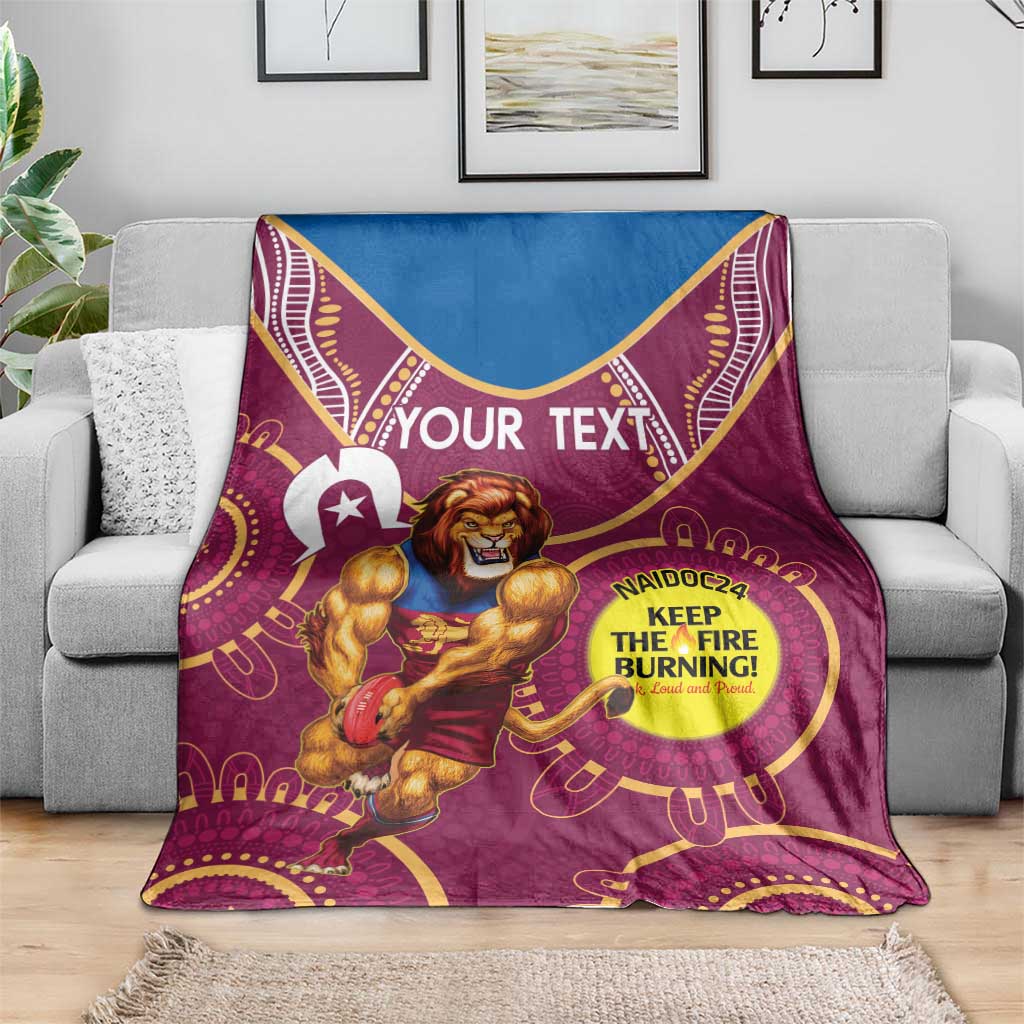 Custom AFL Brisbane Lions NAIDOC Week Blanket Keep The Fire Burning Indigenous Art