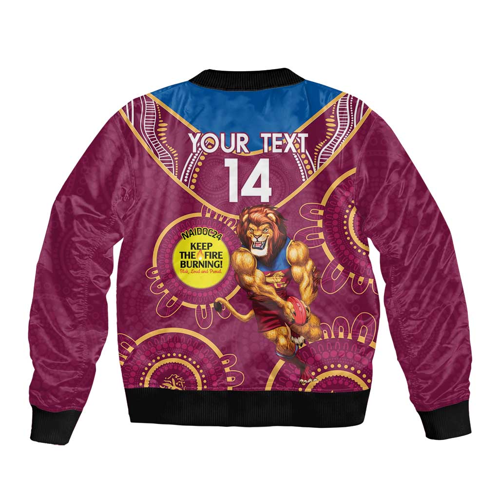Custom AFL Brisbane Lions NAIDOC Week Bomber Jacket Keep The Fire Burning Indigenous Art