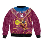Custom AFL Brisbane Lions NAIDOC Week Bomber Jacket Keep The Fire Burning Indigenous Art